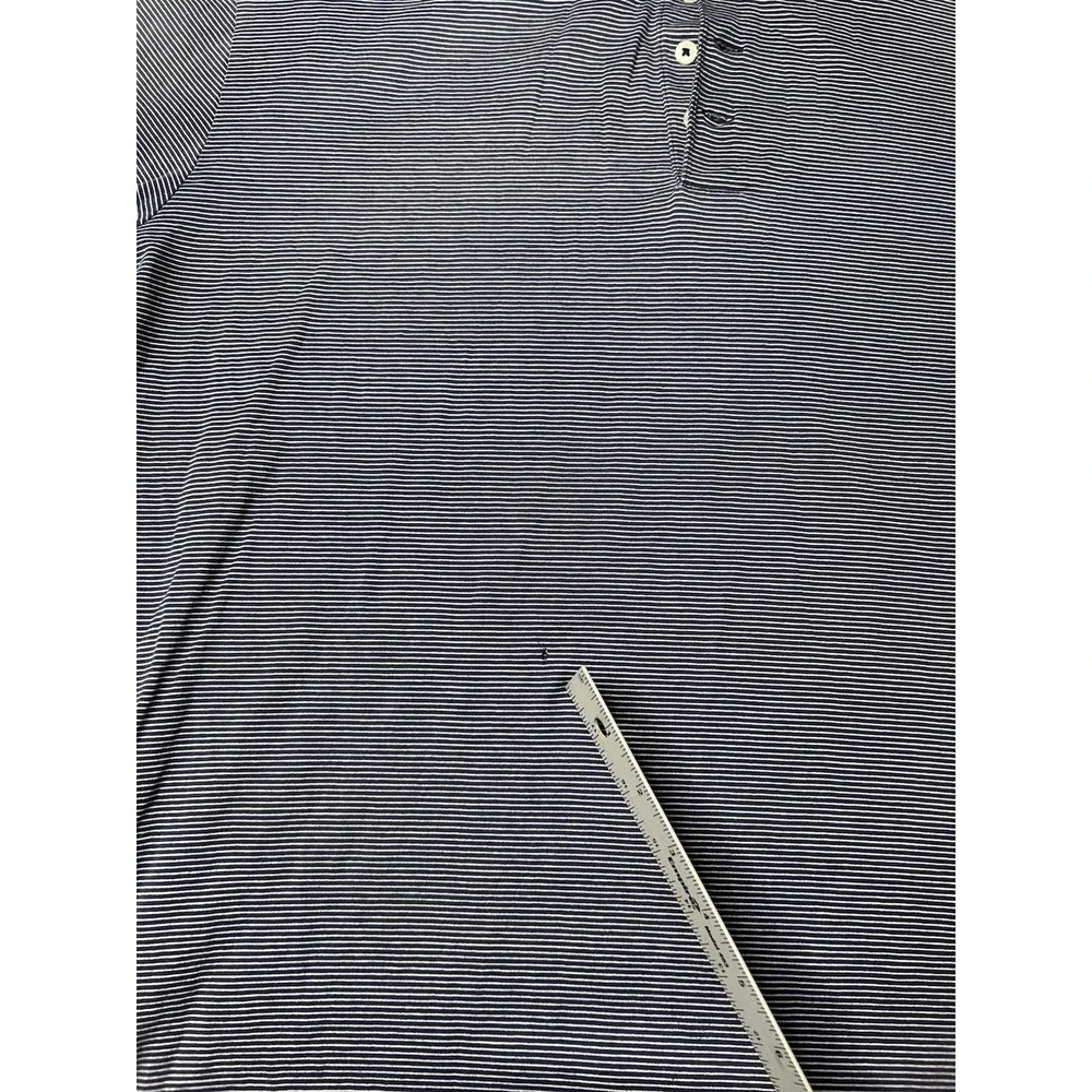POLO GOLF RALPH LAUREN Mens XL Striped‎ Navy Blue Pima Cotton Polo Shirt